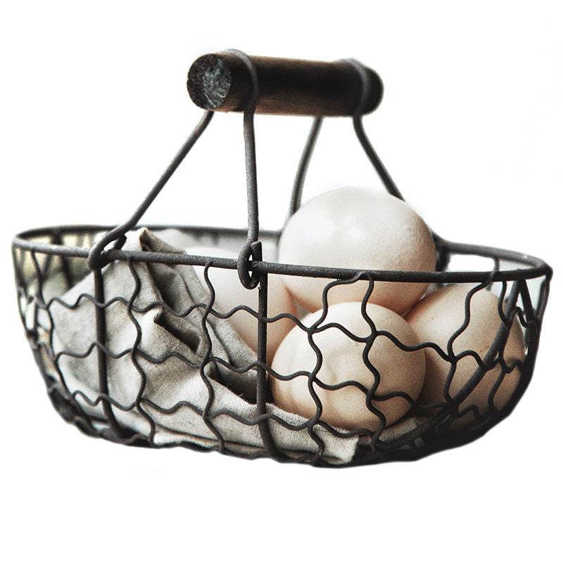 Bread Made Old Wrought Iron Market Basket Kitchen Fruit Basket Retro Basket Storage Basket - Mubimart