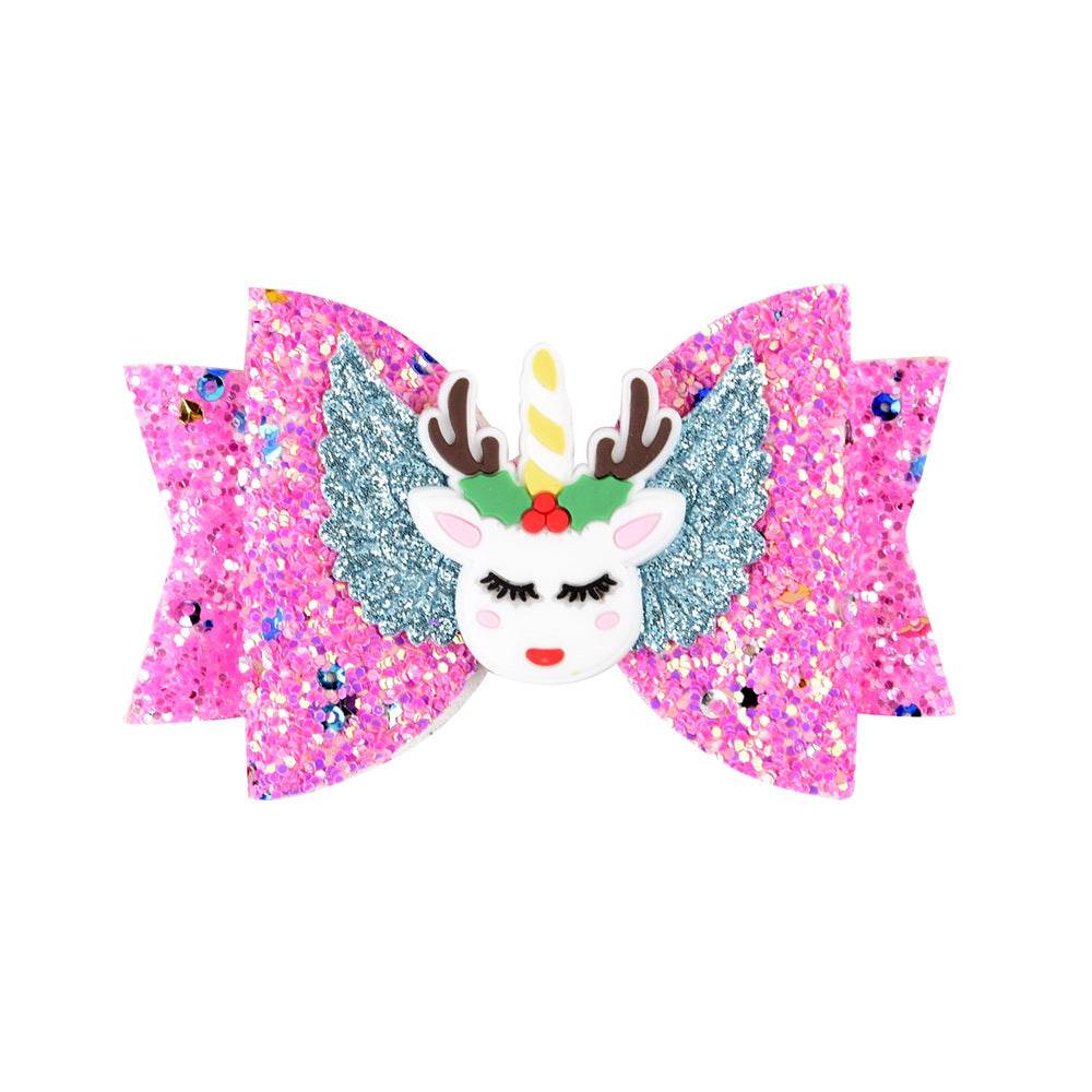 Bright Glitter Children Hair Clips Kids Fairy Bow Princess Hairgrips Flexible Hair Bow Headwear - Mubimart