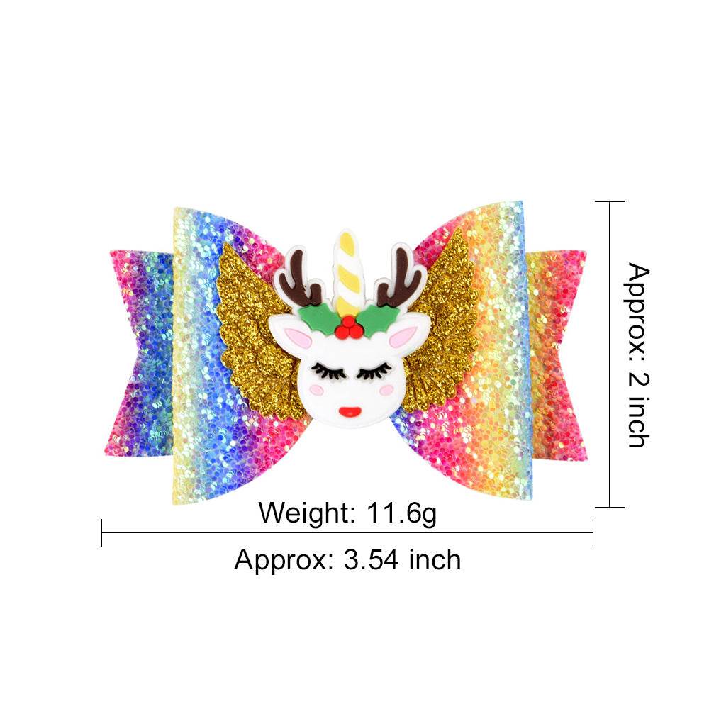 Bright Glitter Children Hair Clips Kids Fairy Bow Princess Hairgrips Flexible Hair Bow Headwear - Mubimart