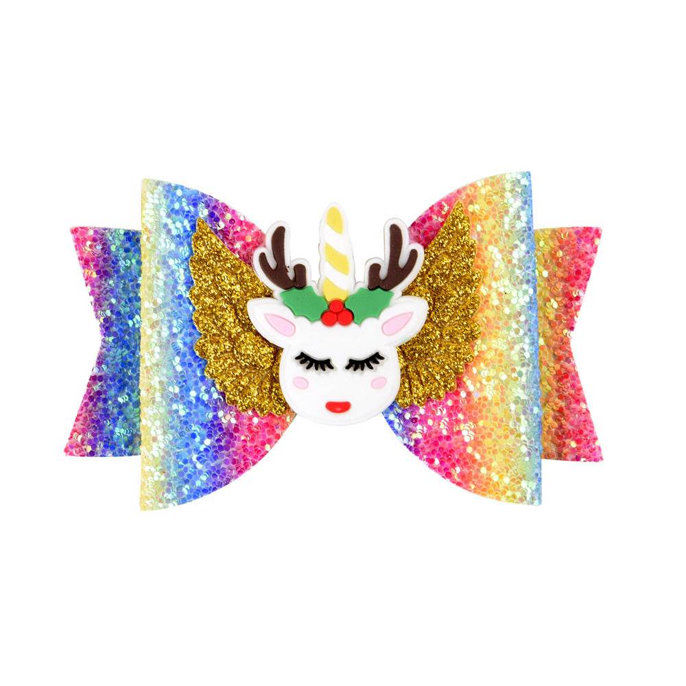 Bright Glitter Children Hair Clips Kids Fairy Bow Princess Hairgrips Flexible Hair Bow Headwear - Mubimart