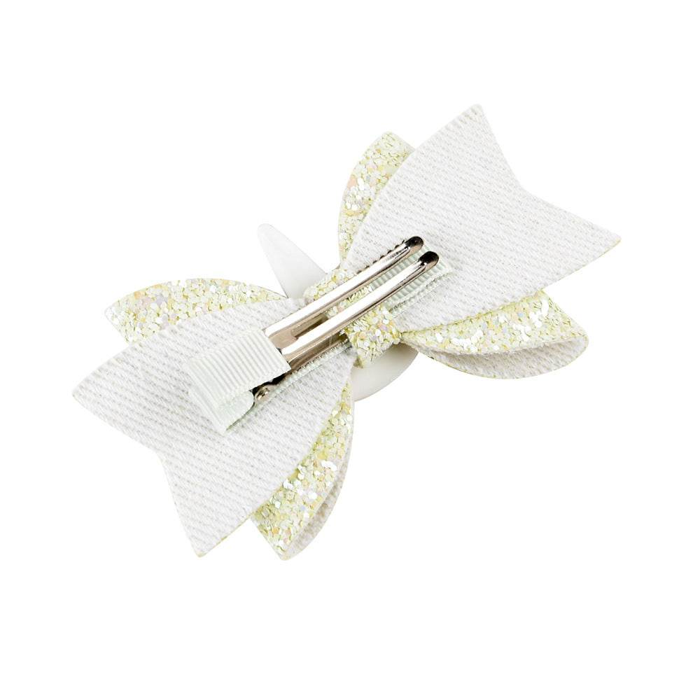 Bright Glitter Children Hair Clips Kids Fairy Bow Princess Hairgrips Flexible Hair Bow Headwear - Mubimart
