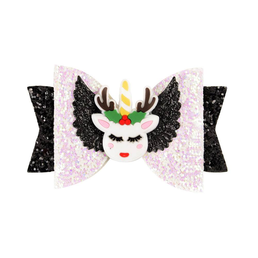 Bright Glitter Children Hair Clips Kids Fairy Bow Princess Hairgrips Flexible Hair Bow Headwear - Mubimart