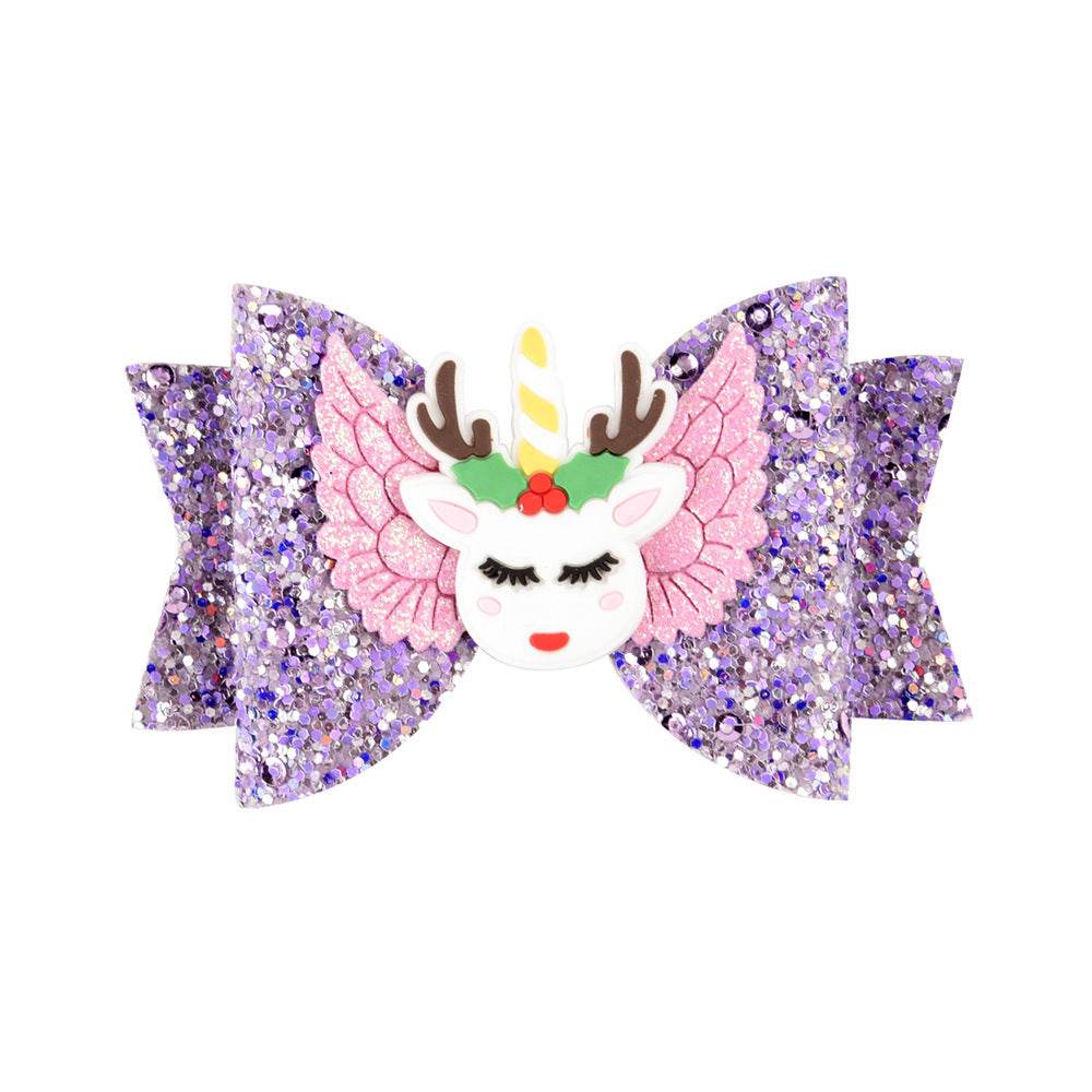 Bright Glitter Children Hair Clips Kids Fairy Bow Princess Hairgrips Flexible Hair Bow Headwear - Mubimart