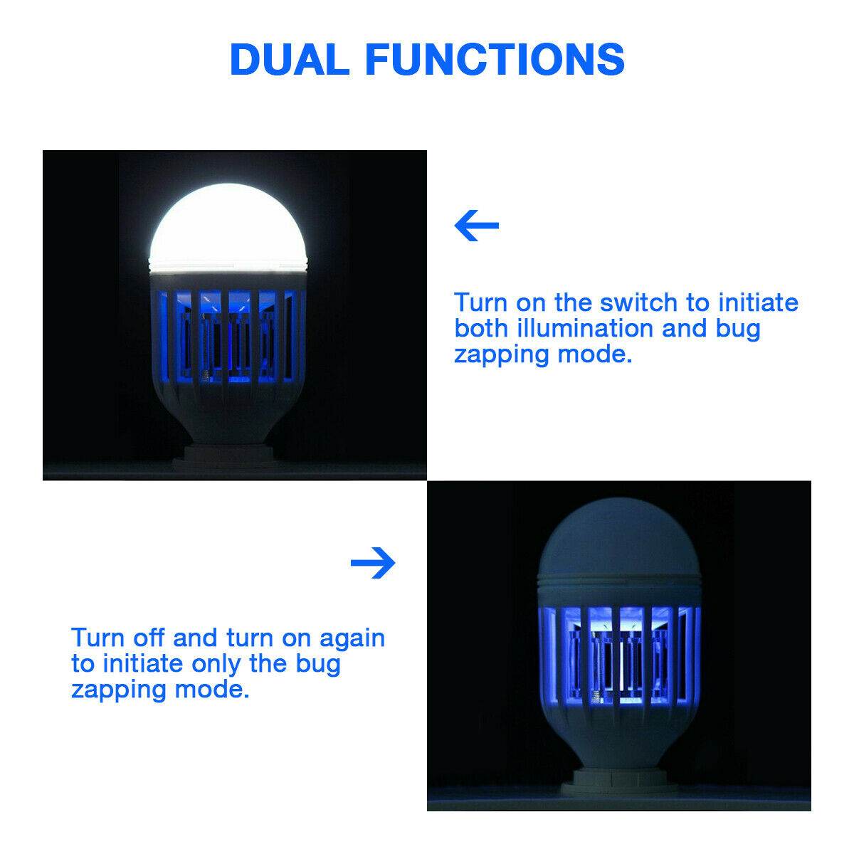Bug Zapper Light Bulb Mosquito Lamp Fly Trap Killer Indoor Outdoor Insect E26 E27 - Mubimart