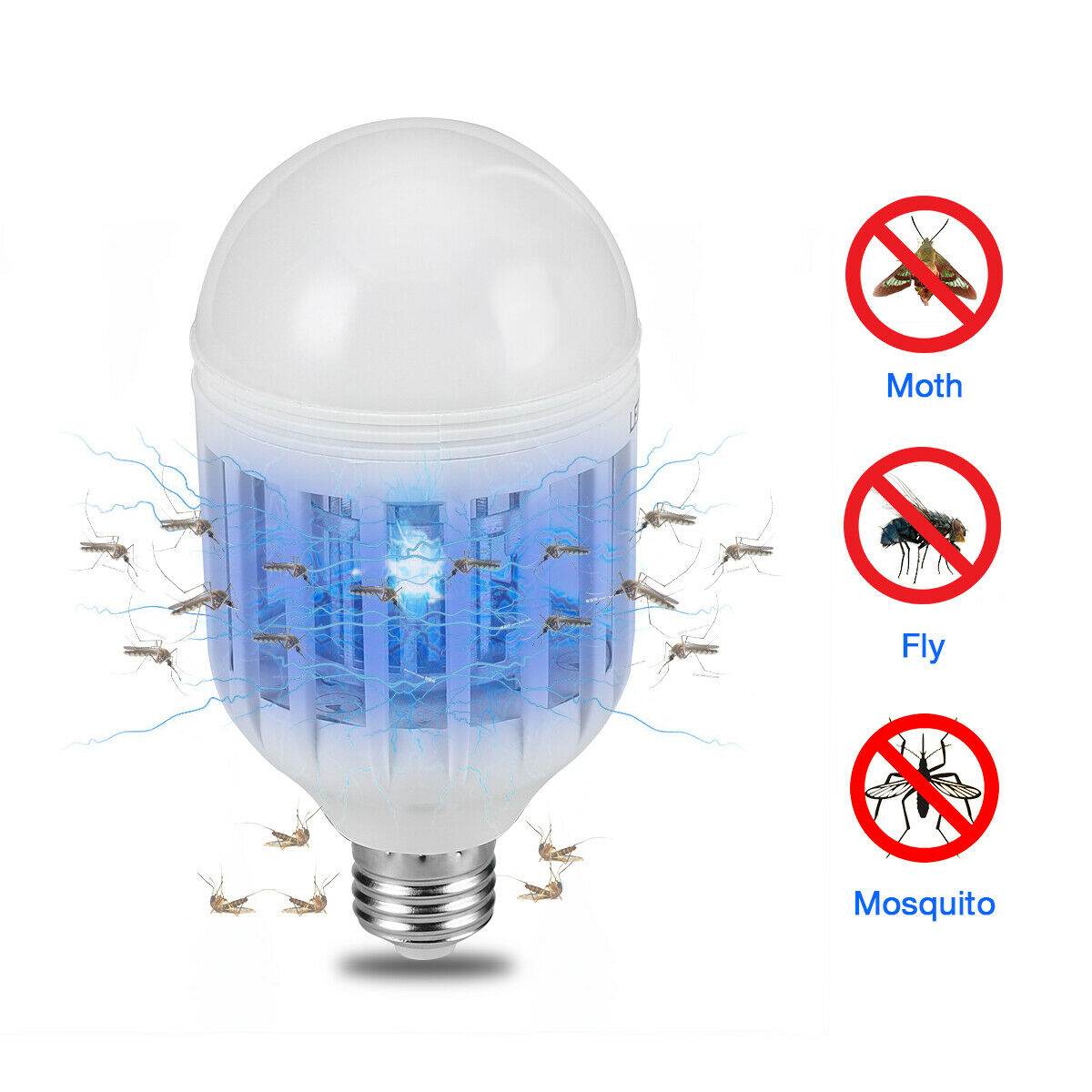 Bug Zapper Light Bulb Mosquito Lamp Fly Trap Killer Indoor Outdoor Insect E26 E27 - Mubimart