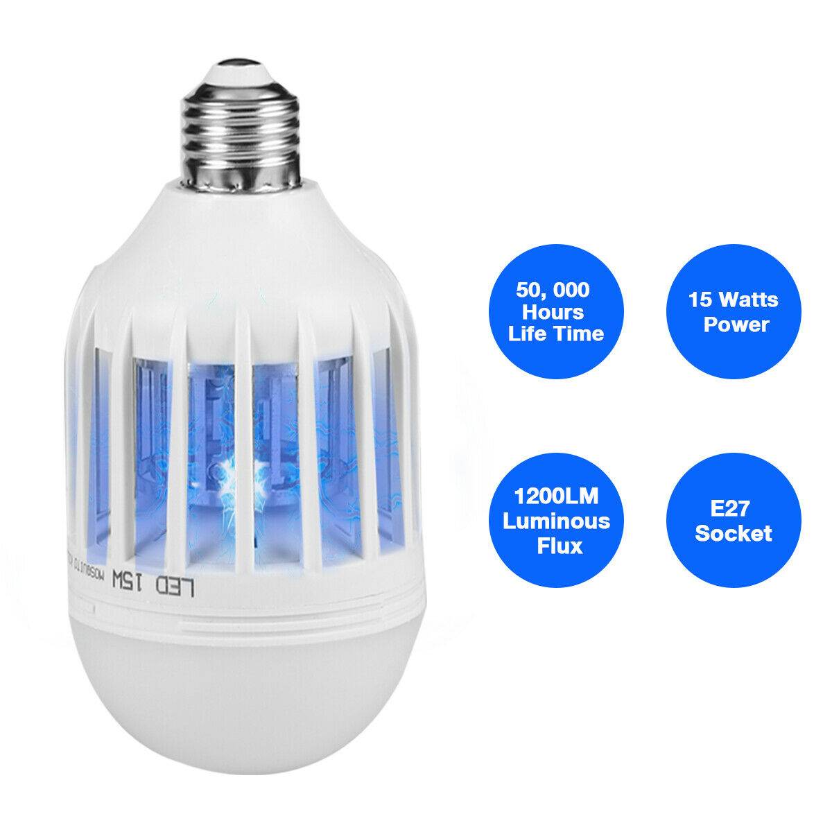 Bug Zapper Light Bulb Mosquito Lamp Fly Trap Killer Indoor Outdoor Insect E26 E27 - Mubimart