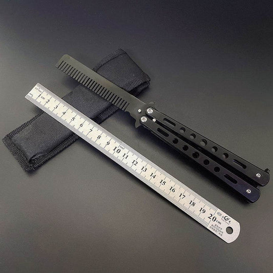 Butterfly Comb Stainless Steel Folding Practice Training Knife Combs Hairdressing Beard Moustache Brushes Hair Styling Tools - Mubimart
