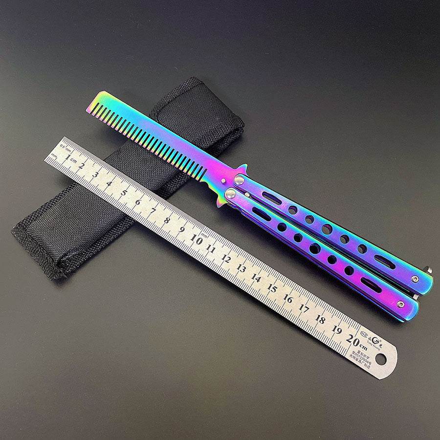 Butterfly Comb Stainless Steel Folding Practice Training Knife Combs Hairdressing Beard Moustache Brushes Hair Styling Tools - Mubimart
