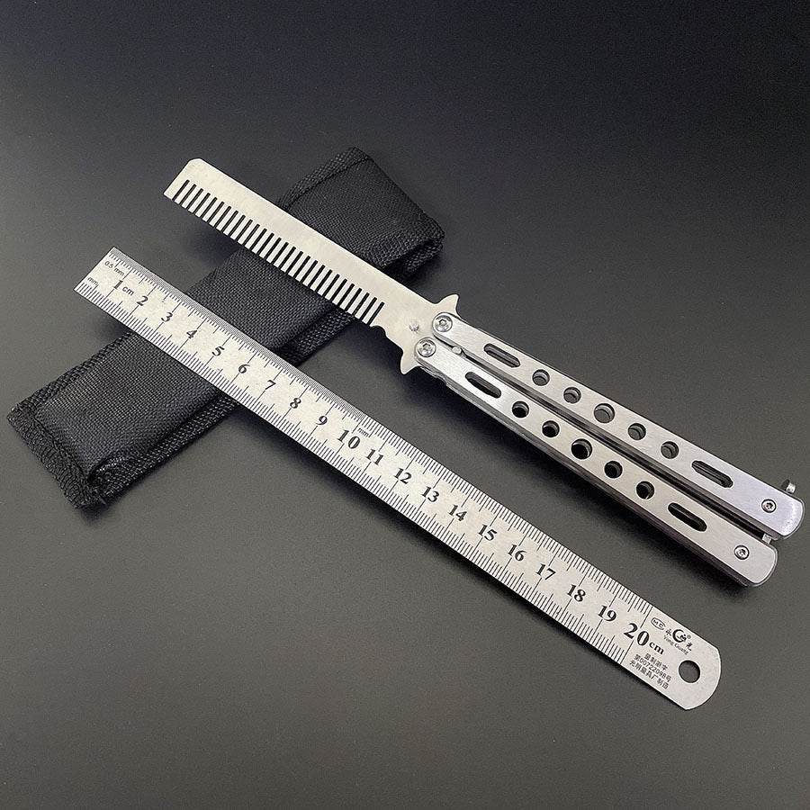 Butterfly Comb Stainless Steel Folding Practice Training Knife Combs Hairdressing Beard Moustache Brushes Hair Styling Tools - Mubimart