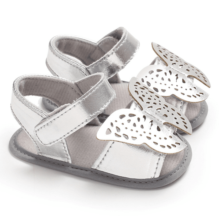 Butterfly baby sandals PU leather baby girls boys Nonslip soft soled Casual Sandals - Mubimart