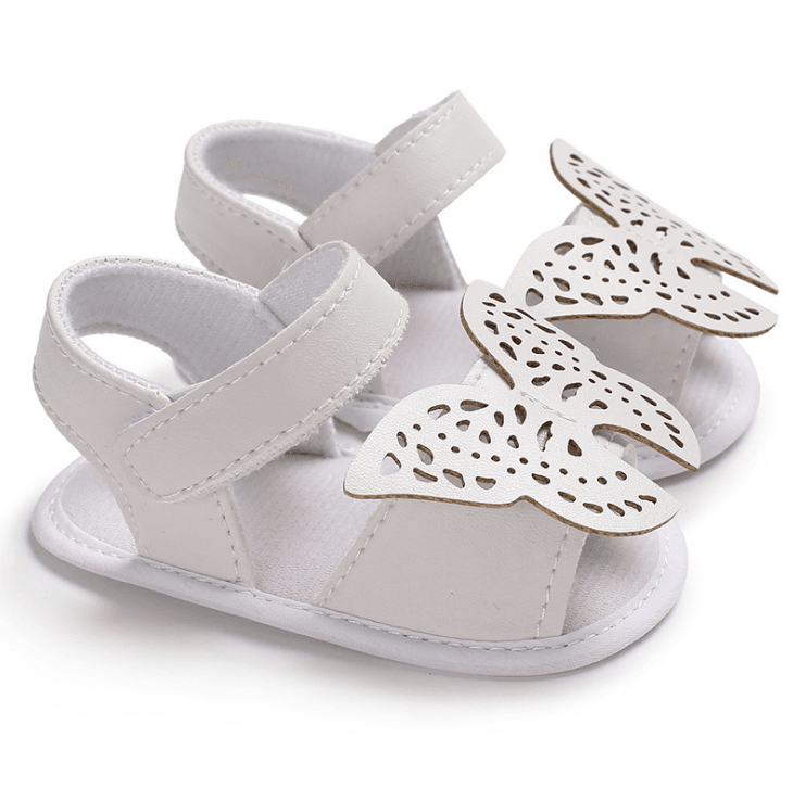 Butterfly baby sandals PU leather baby girls boys Nonslip soft soled Casual Sandals - Mubimart