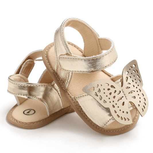 Butterfly baby sandals PU leather baby girls boys Nonslip soft soled Casual Sandals - Mubimart