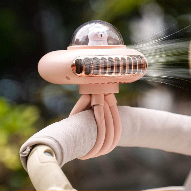 CYKE Space Capsule Stroller Fan Strong Wind Hand-held Electric Fan Usb Outdoor Portable Octopus Fan - Mubimart
