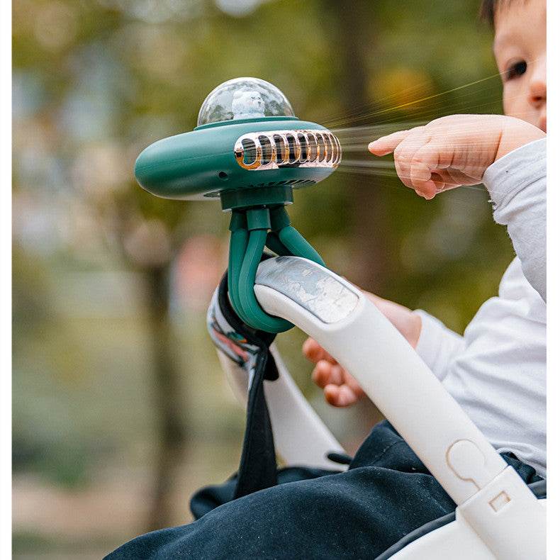 CYKE Space Capsule Stroller Fan Strong Wind Hand-held Electric Fan Usb Outdoor Portable Octopus Fan - Mubimart