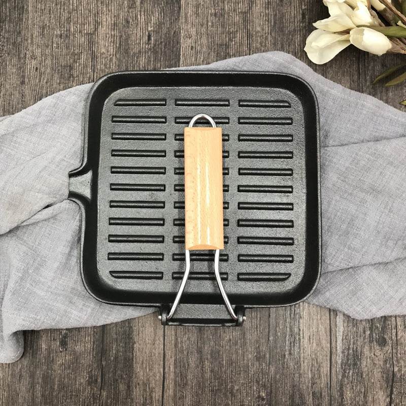 Camping Cookware Cast Iron Steak Skillet Folding Pan - Mubimart