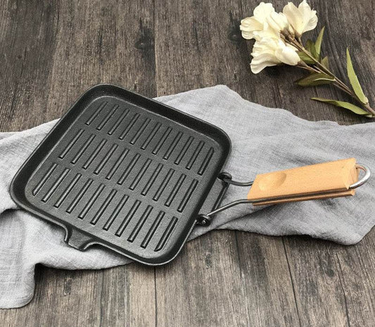 Camping Cookware Cast Iron Steak Skillet Folding Pan - Mubimart