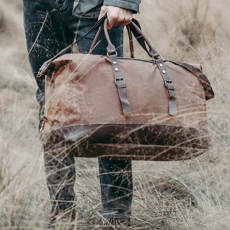Canvas Travel Bag Men's Gym Bag Outdoor Luggage Bag - Mubimart