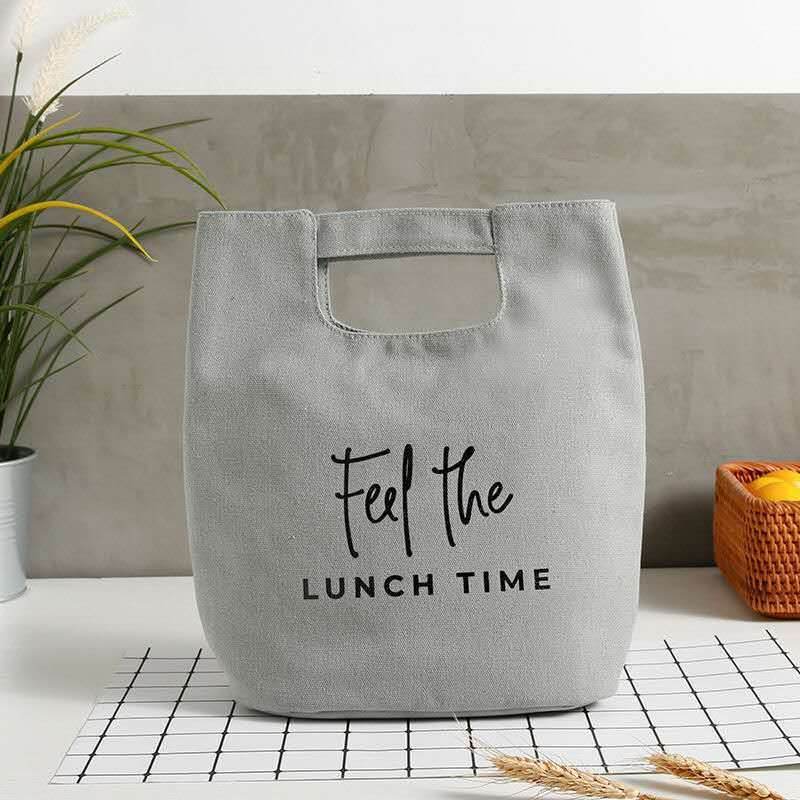 Canvas lunch box bag lunch tote - Mubimart