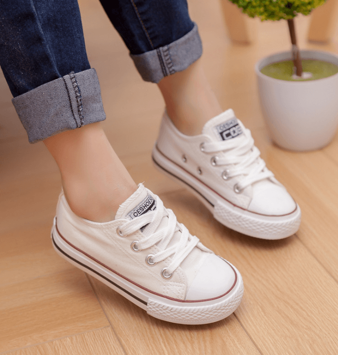 Canvas shoes non-slip casual shoes student parent-child shoes new baby shoes white shoes - Mubimart