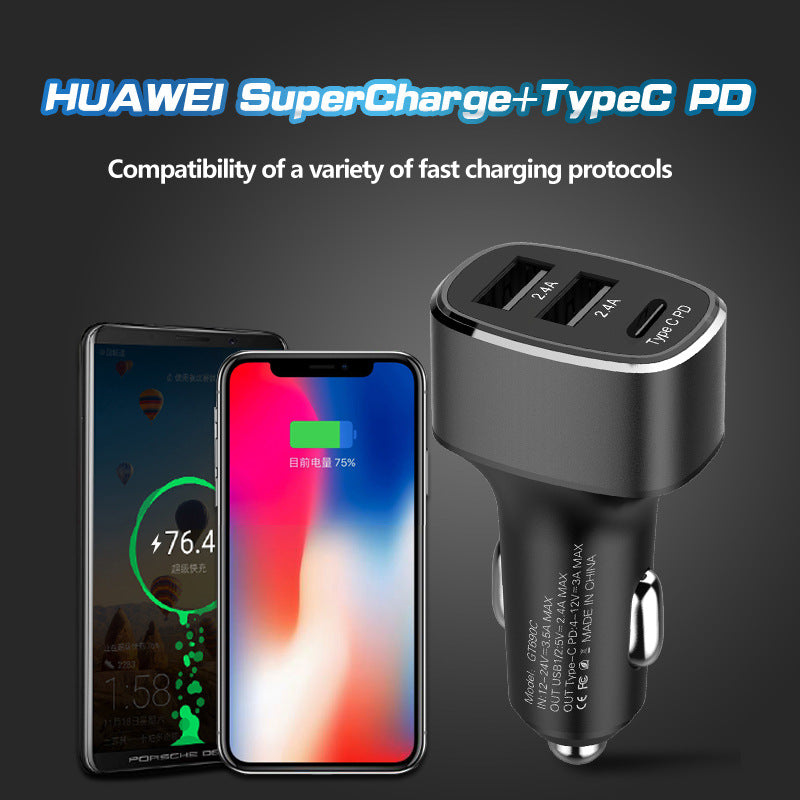 Car Charger Dual USB TYPE C PD QC 3.0 2.0 - Mubimart - Car charger 