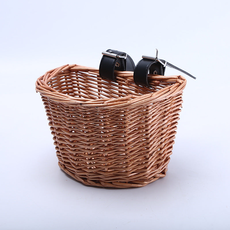 Cart Frame Wicker Woven Basket Shopping Bike - Mubimart -  