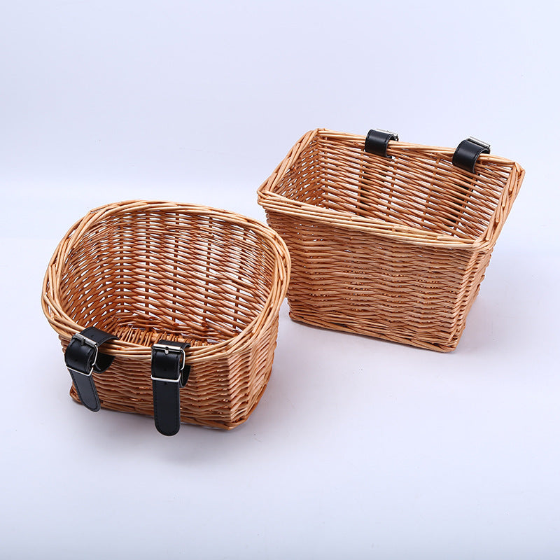 Cart Frame Wicker Woven Basket Shopping Bike - Mubimart -  