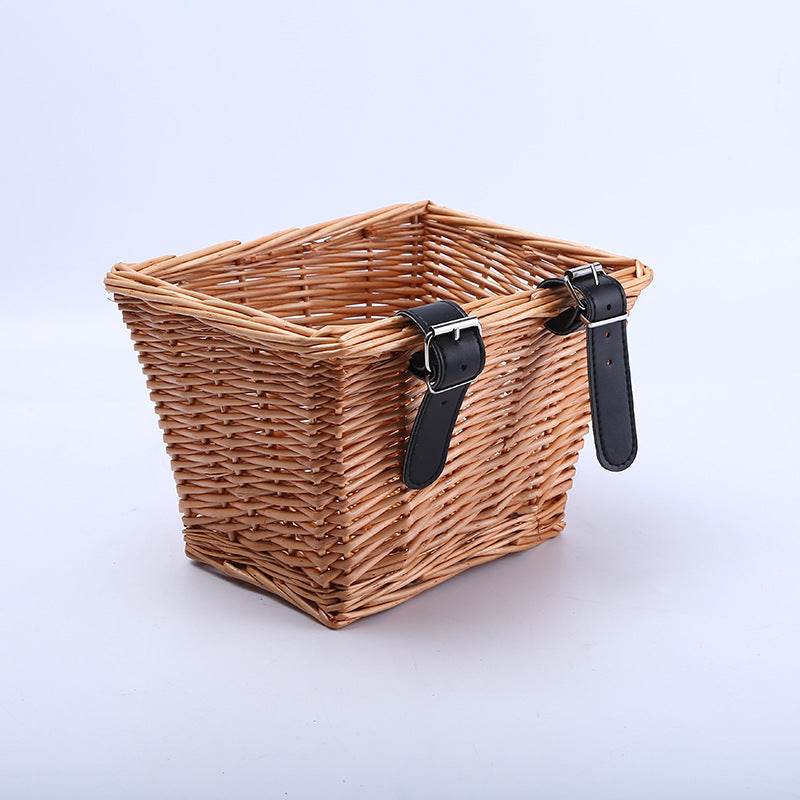 Cart Frame Wicker Woven Basket Shopping Bike - Mubimart