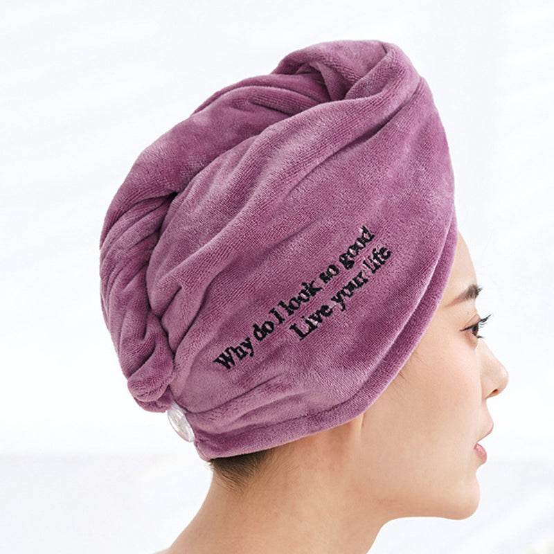 Cartoon Absorbent Thick Coral Fleece Dry Hair Towel - Mubimart