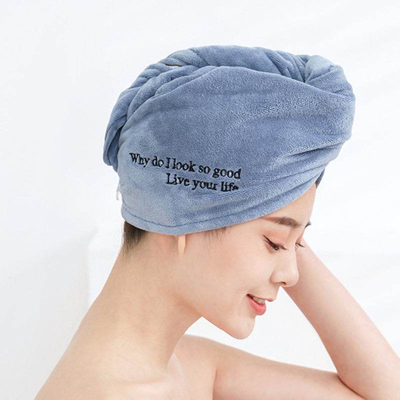 Cartoon Absorbent Thick Coral Fleece Dry Hair Towel - Mubimart