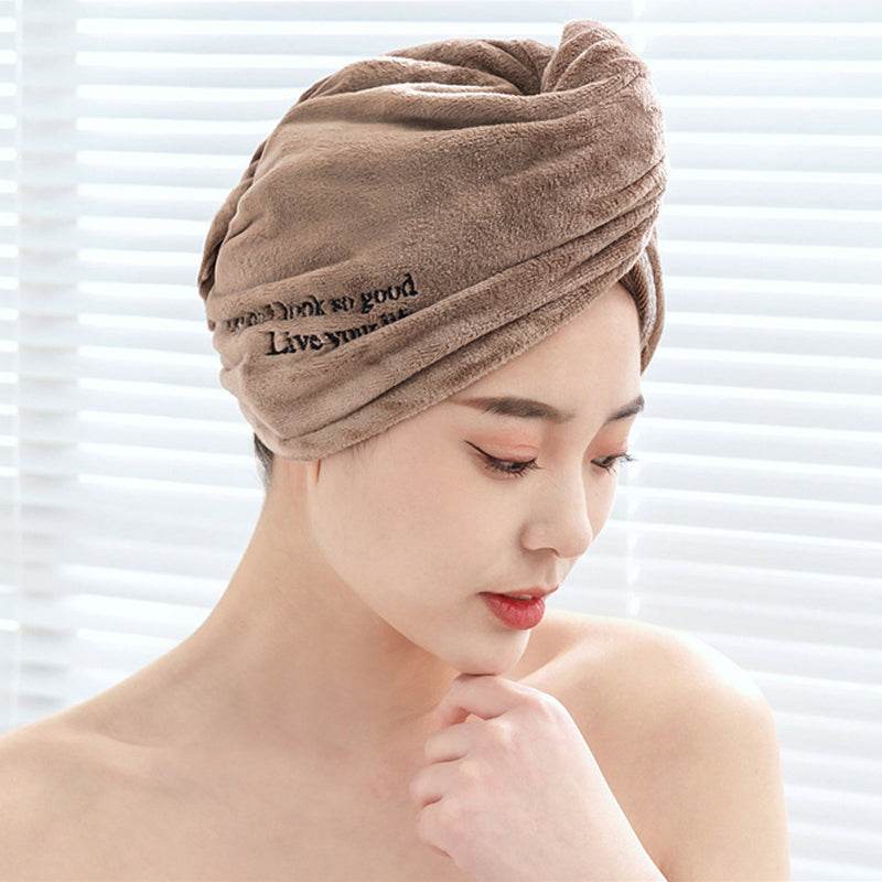 Cartoon Absorbent Thick Coral Fleece Dry Hair Towel - Mubimart