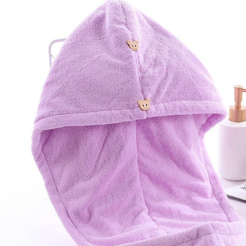 Cartoon Absorbent Thick Coral Fleece Dry Hair Towel - Mubimart