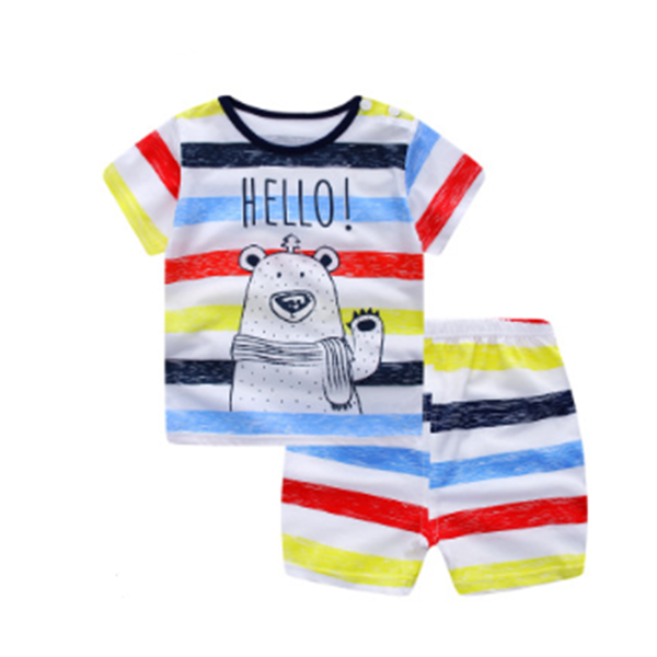 Cartoon Clothing Baby Boy Summer Clothes T-shirt Baby Girl Casual Clothing Sets - Mubimart -  