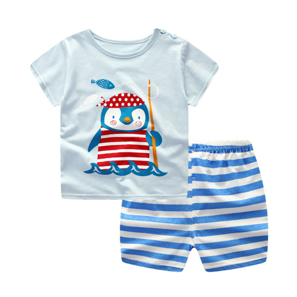 Cartoon Clothing Baby Boy Summer Clothes T-shirt Baby Girl Casual Clothing Sets - Mubimart -  