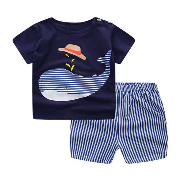 Cartoon Clothing Baby Boy Summer Clothes T-shirt Baby Girl Casual Clothing Sets - Mubimart - Clothing Set 