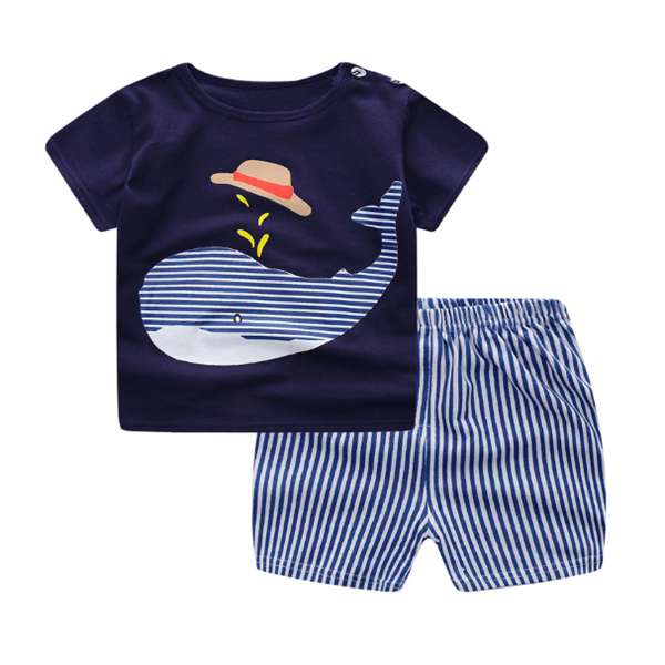 Cartoon Clothing Baby Boy Summer Clothes T-shirt Baby Girl Casual Clothing Sets - Mubimart