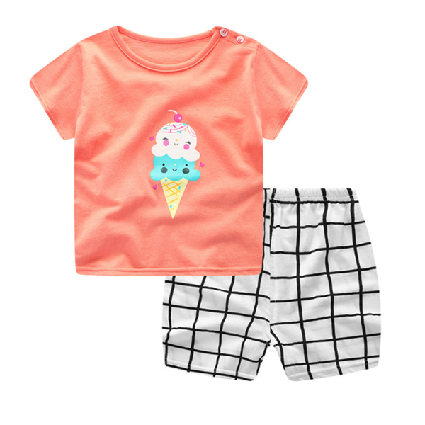 Cartoon Clothing Baby Boy Summer Clothes T-shirt Baby Girl Casual Clothing Sets - Mubimart -  