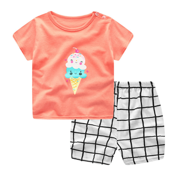 Cartoon Clothing Baby Boy Summer Clothes T-shirt Baby Girl Casual Clothing Sets - Mubimart
