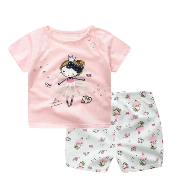 Cartoon Clothing Baby Boy Summer Clothes T-shirt Baby Girl Casual Clothing Sets - Mubimart -  