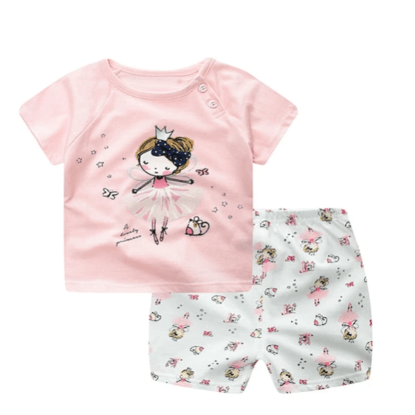 Cartoon Clothing Baby Boy Summer Clothes T-shirt Baby Girl Casual Clothing Sets - Mubimart
