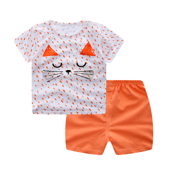 Cartoon Clothing Baby Boy Summer Clothes T-shirt Baby Girl Casual Clothing Sets - Mubimart -  