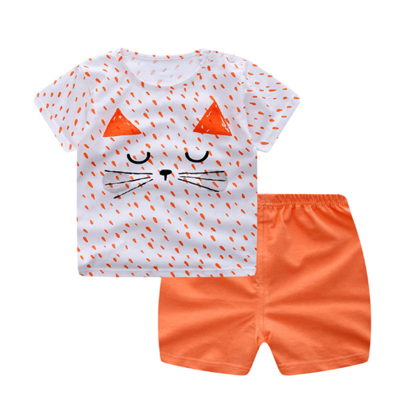 Cartoon Clothing Baby Boy Summer Clothes T-shirt Baby Girl Casual Clothing Sets - Mubimart