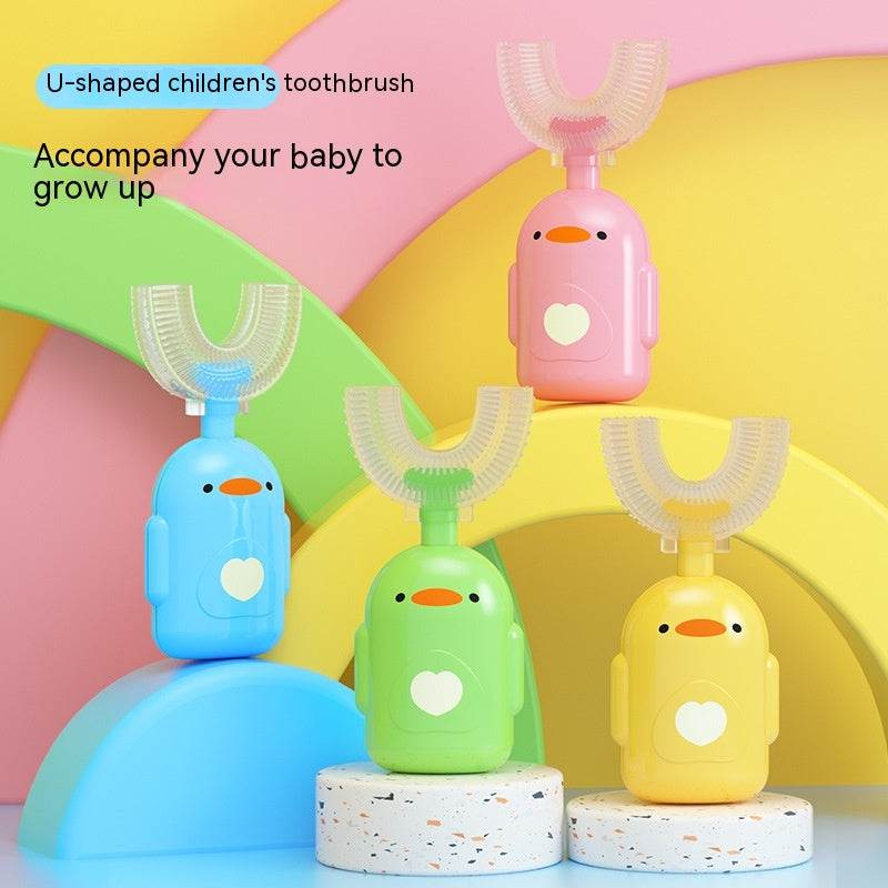 Cartoon Little Yellow Duck U-shaped Manual Toothbrush Boxed Children - Mubimart