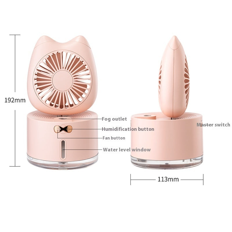 Cartoon Mini Spray Fan Two-in-one Charging Humidifier - Mubimart -  