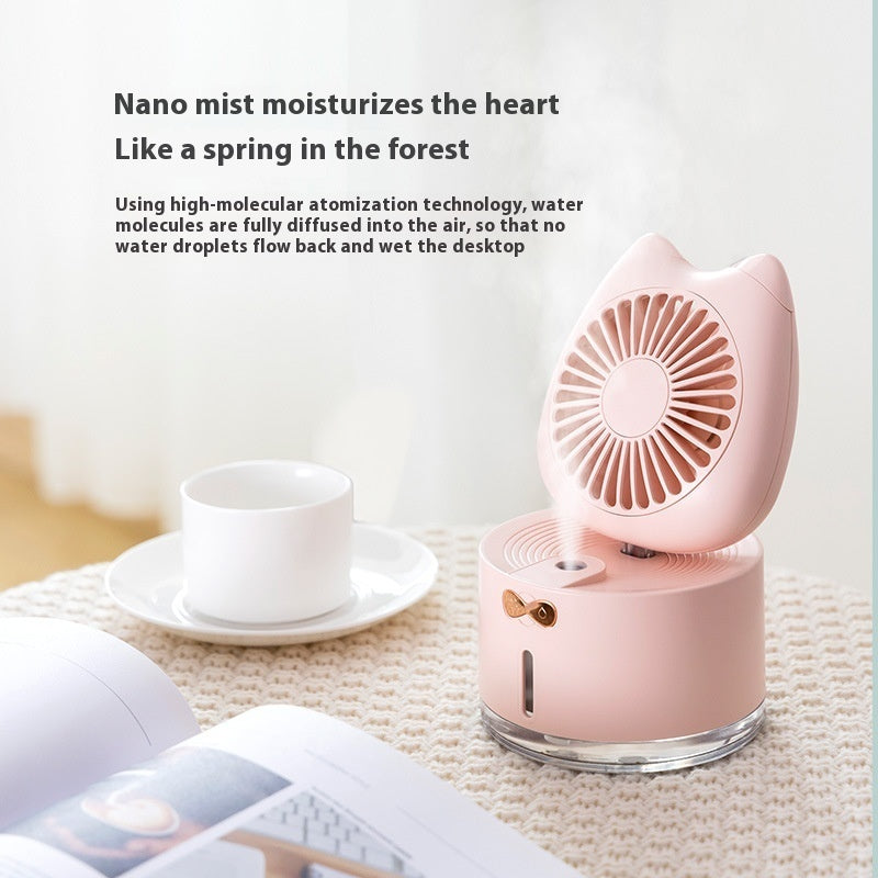 Cartoon Mini Spray Fan Two-in-one Charging Humidifier - Mubimart -  