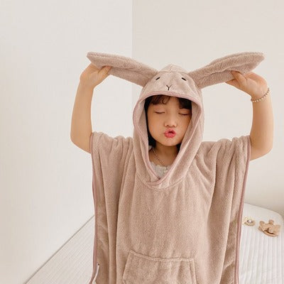 Cartoon Rabbit Hooded Bath Towel - Mubimart -  