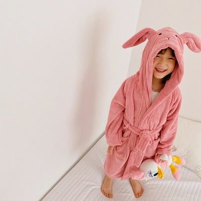 Cartoon Rabbit Hooded Bath Towel - Mubimart -  