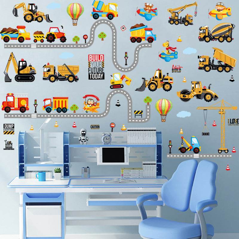 Cartoon Wallpaper Construction Vehicle Stickers - Mubimart