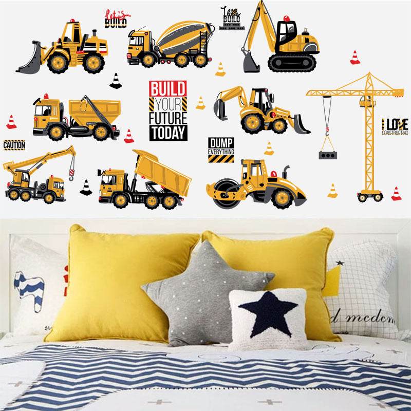 Cartoon Wallpaper Construction Vehicle Stickers - Mubimart