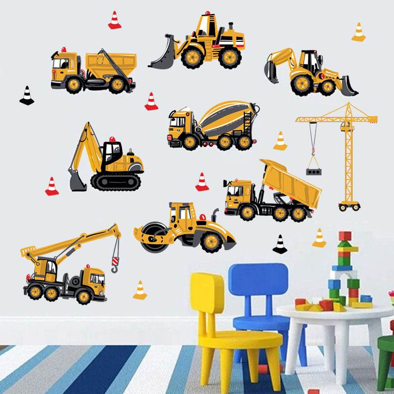 Cartoon Wallpaper Construction Vehicle Stickers - Mubimart