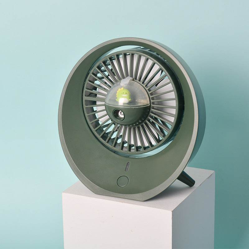 Cartoon Water Mist Fan Spray Mini Fan Spray Humidification Adjustable Angle USB Charging Desktop Fan - Mubimart